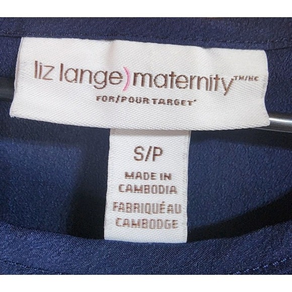Liz Lange Maternity Dress Womens Size S Navy Blue Aqua Geometric Shift Dress - Picture 5 of 6